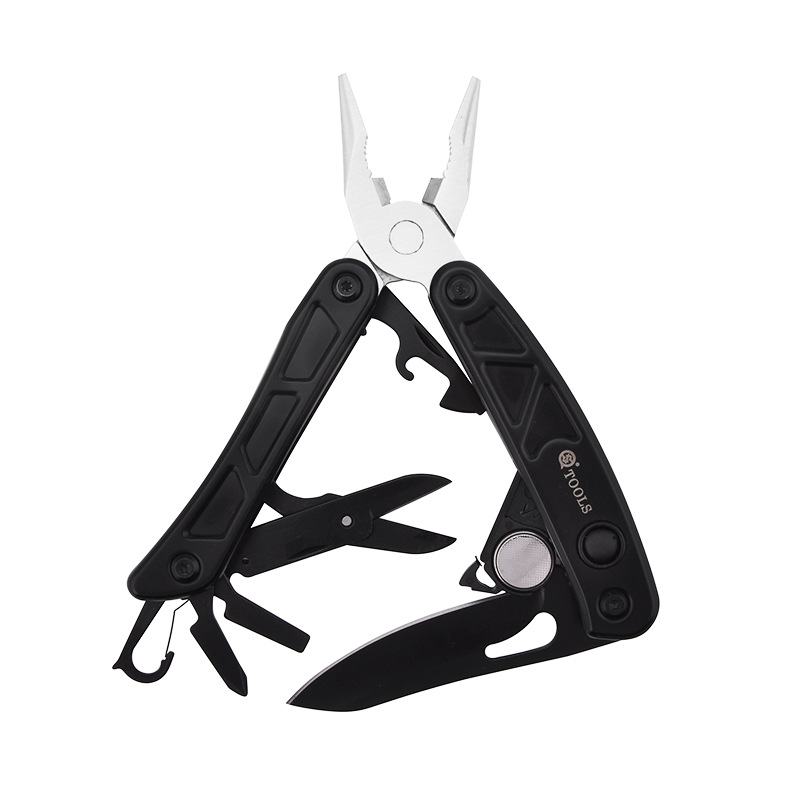 SQT Shunquan 2086 Alicates multifunción Combinación Alicates para herramientas Herramientas multiusos para exteriores Cuchillo plegable Alicates para cuchillos universales Lámpara LED