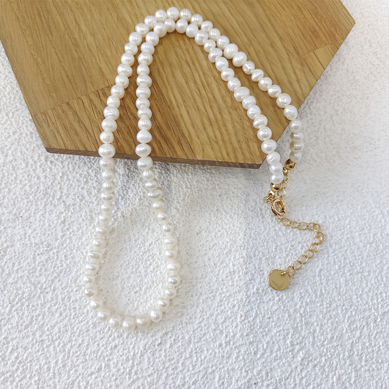 20g Weight Necklace Classification 1 Piece Quantity Daily Occasion Freshwater Pearl Material Solid Color Pattern Women'S Gender Beaded Design Fashion Style 1 Piece Fashion Solid Color Freshwater Pearl Beaded Necklace 3
