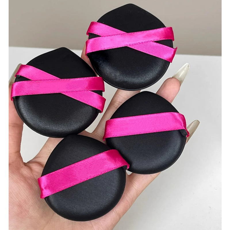 Black Leather Air Cushion Powder, Drop-Shaped Double Ribbon Puff, Wet and Dry Foundation, Does Not Eat Powder, Enlarged Sponge Puff, Thickeneded