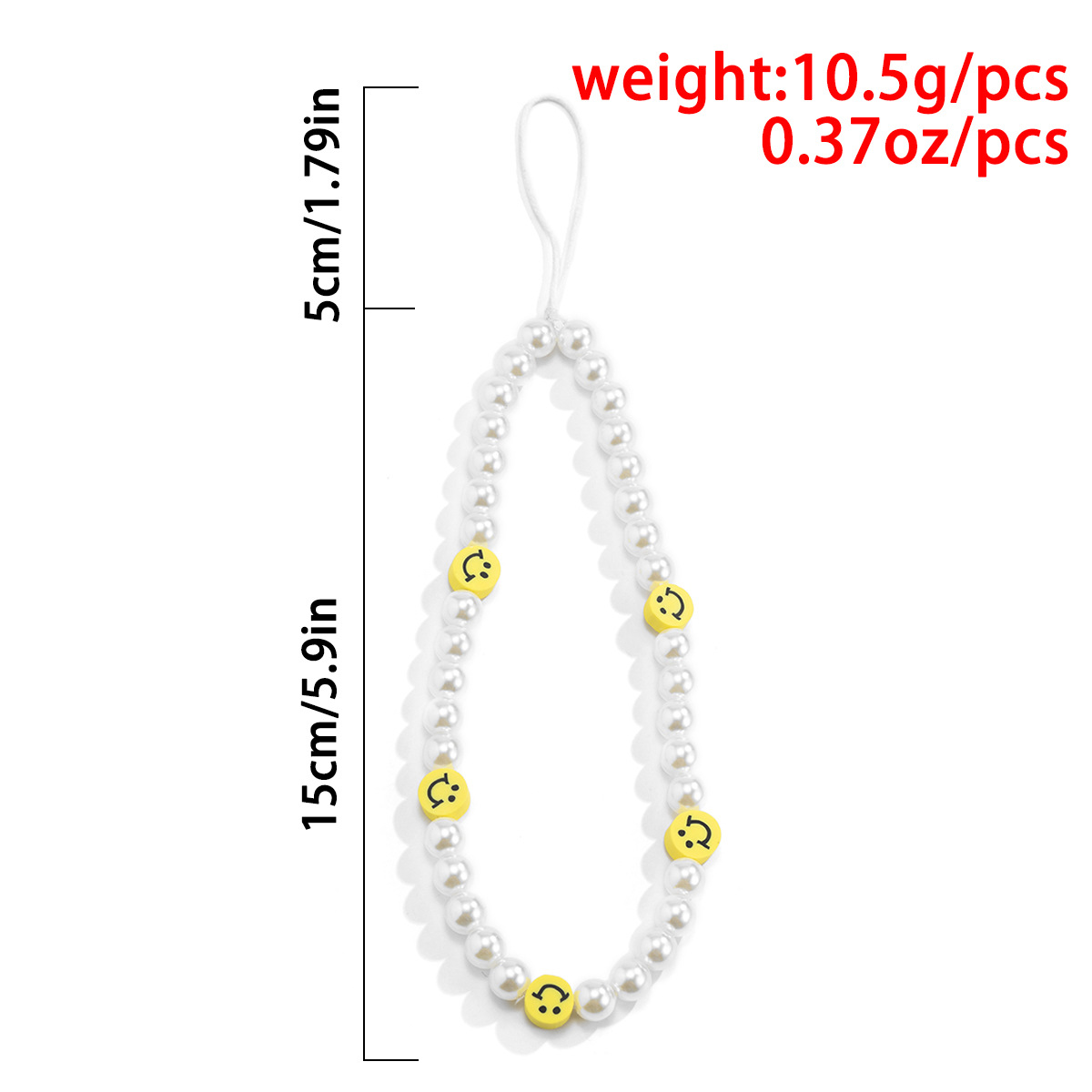 Wholesale Bohemian Style Soft Pottery Smiley Face Pearl Beaded Mobile Phone Chain Nihaojewelry display picture 6