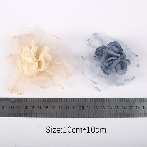 10cm organza flower handmade diy jewelry flower chiffon burnt edge flower accessories hairpin headdress brooch accessories