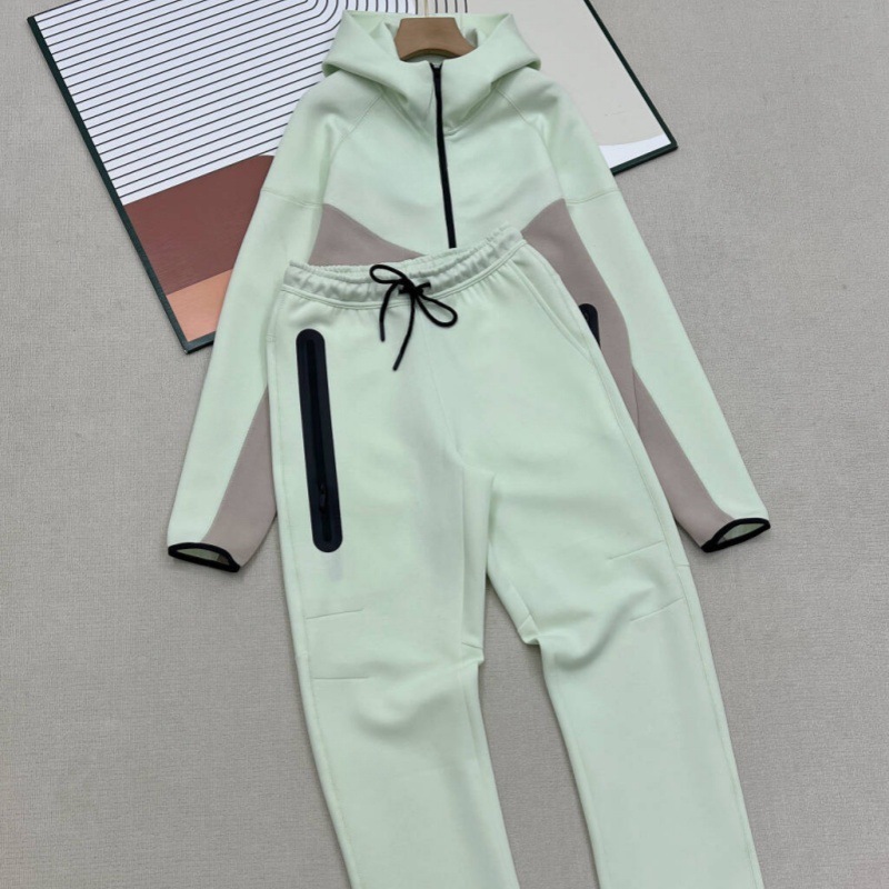 24SS hombres otoño e invierno marca compartida calle cremallera chaqueta con capucha pantalones rectos traje deportivo y casual image 19