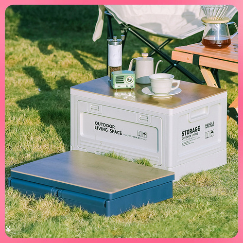 Outdoor tent storage box side opening camping wood lid folding box car trunk storage box plastic storage box