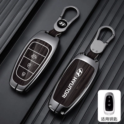 Tucson L Key Cover 21/22 – Car key bag - standard-type-c-3-button-wood-grain-coffee-car-logo-buckle