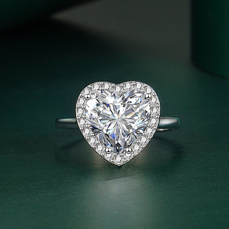 INS Style Heart Shape Copper Plating Zircon Open Ring 1 Piece