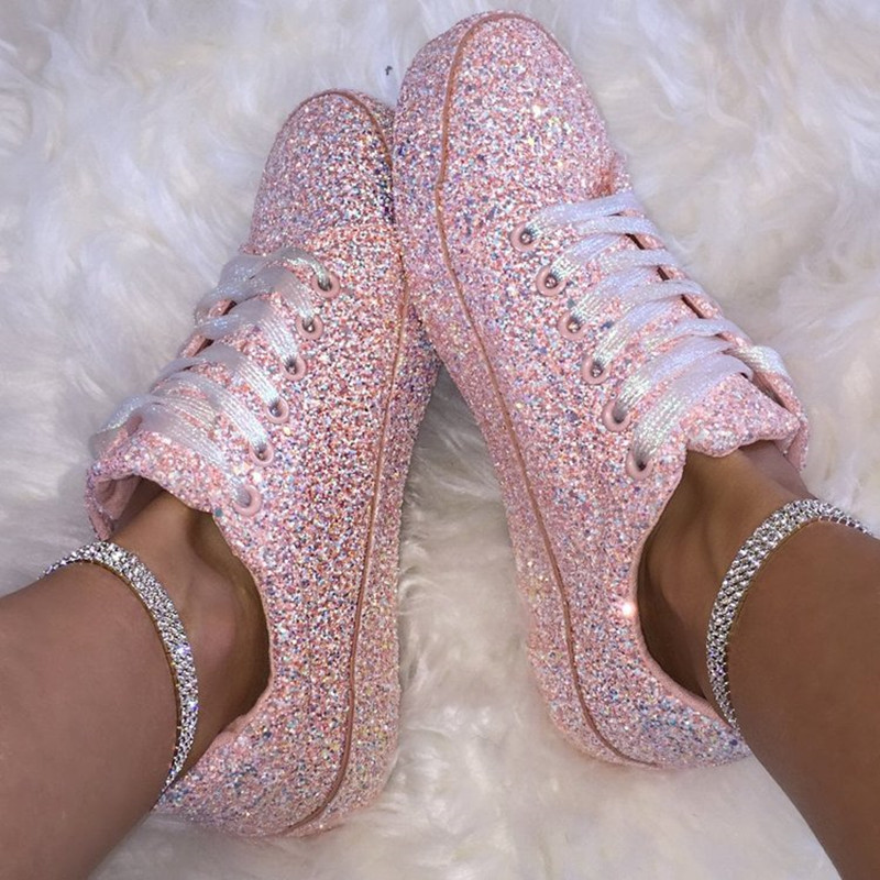 Foreign Trade Sequin Flats 2026 Spring Flat Shoes Front Lace-Up Casual Shoes Round-Toe Sports Low-Top Shoes Wholesale for Women Foreign Trade Sequin Flats 2026 Spring Flat Shoes Front Lace-Up Casual Shoes Round-Toe Sports Low-Top Shoes Wholesale for Women