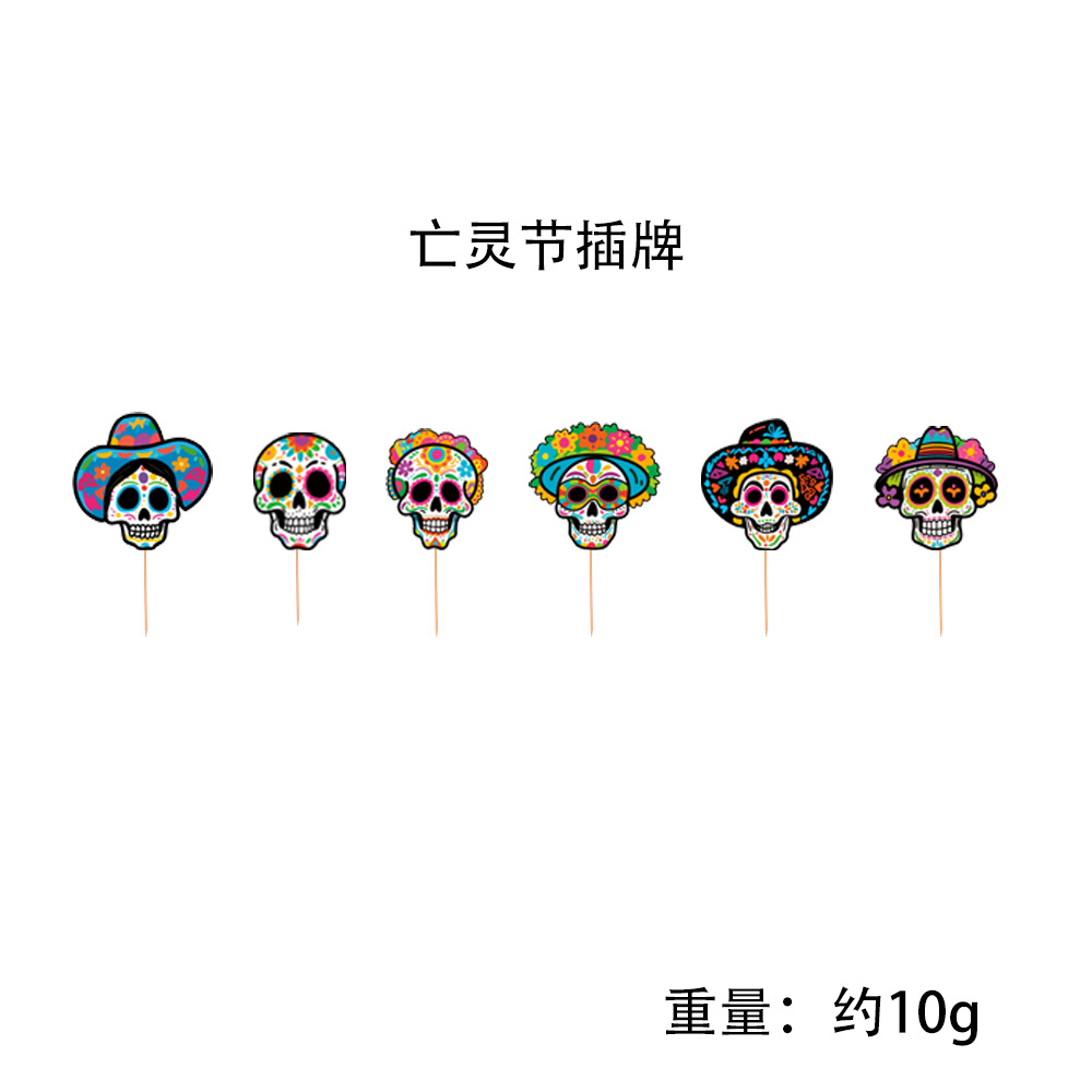 Día de los muertos Bandera de pull Bandera de pull triangular Decoración transfronteriza Escena de decoración Productos de papel Bandera colgante Decoración de fiesta al por mayor