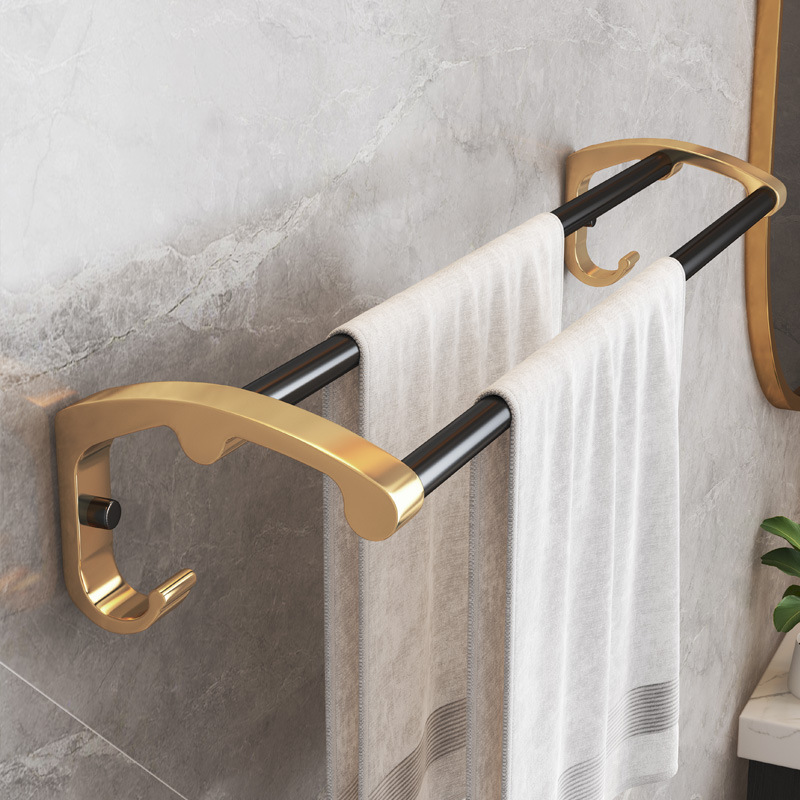 Rack de toallas de baño de aluminio espacio almacenamiento de inodoro sin perforación rack de toallas plegables de hardware de baño colgante conjunto tipo rack