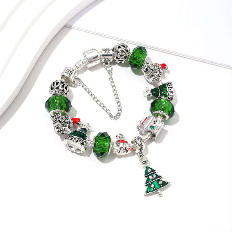 Weihnachtliche Perlenarmbänder, neue Mode, Charm-Perlenarmband, DIY-Weihnachtsbaum-Anhänger-Armband, handgefertigter Schmuck_voghion.com