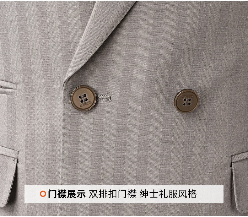 Bộ vest nam dáng ôm phối khuy hai hàng, áo vest + quần, kiểu công sở lịch lãm — Bao cao su màu be (áo+quần), Bộ 2 kiện màu cà phê (áo+quần), Màu be (áo+áo khoác+quần), Màu cà phê (áo+áo khoác+quần) chi tiết 23