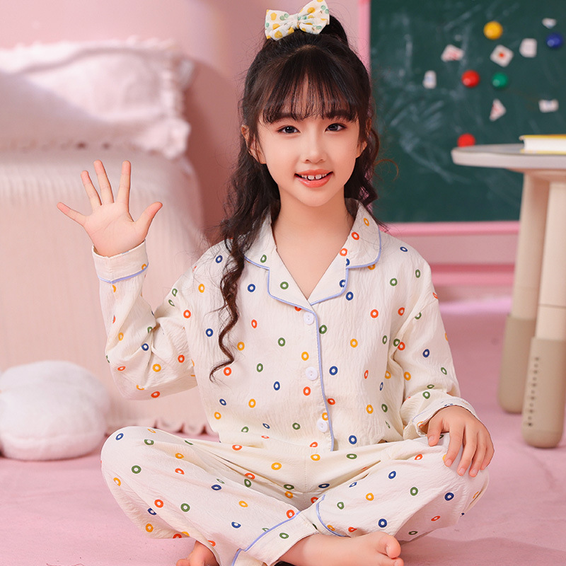 Pijamas infantiles primavera y otoño nubes de algodón encantador dibujos animados manga larga niña madre e hija ropa para el hogar