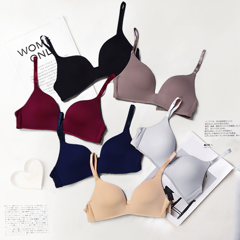 Smooth simple seamless girl underwear small chest gathered without steel ring bra thin triangle cup bra a generation of hair