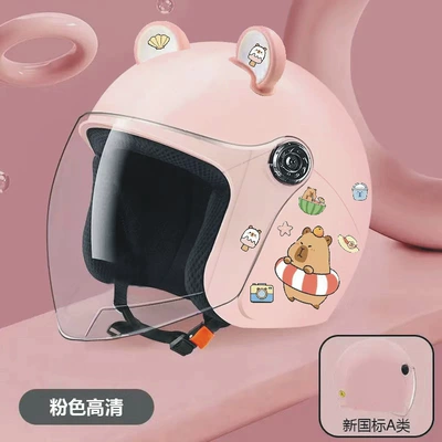 Motosiklet kaskı (dəbilqə) – Cute Capybara Safety Helmet - watermelon-helmet-pinkcapybarapink-bear-ears