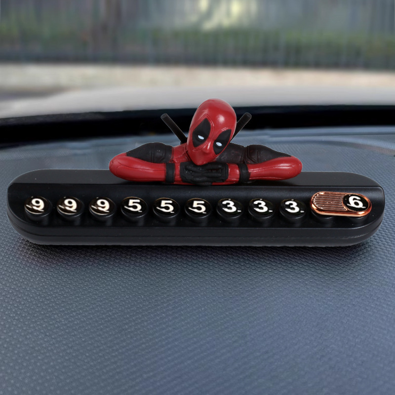 Tarjeta de estacionamiento temporal de Deadpool Car, placa de teléfono móvil femenina, placa de número de teléfono móvil para automóvil, suministros decorativos ocultos