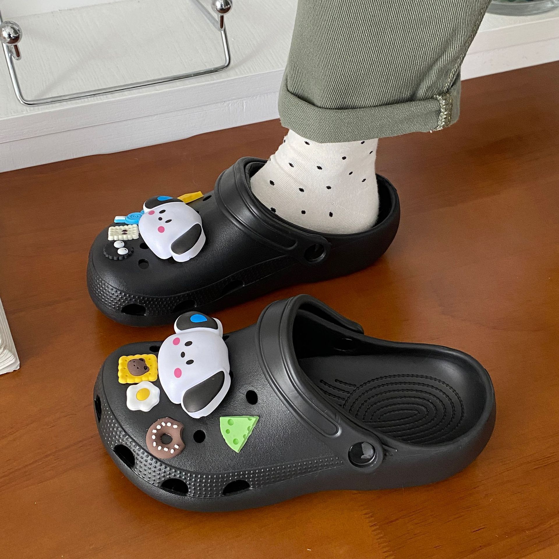 [12 홀 신발 땀 개] 블랙