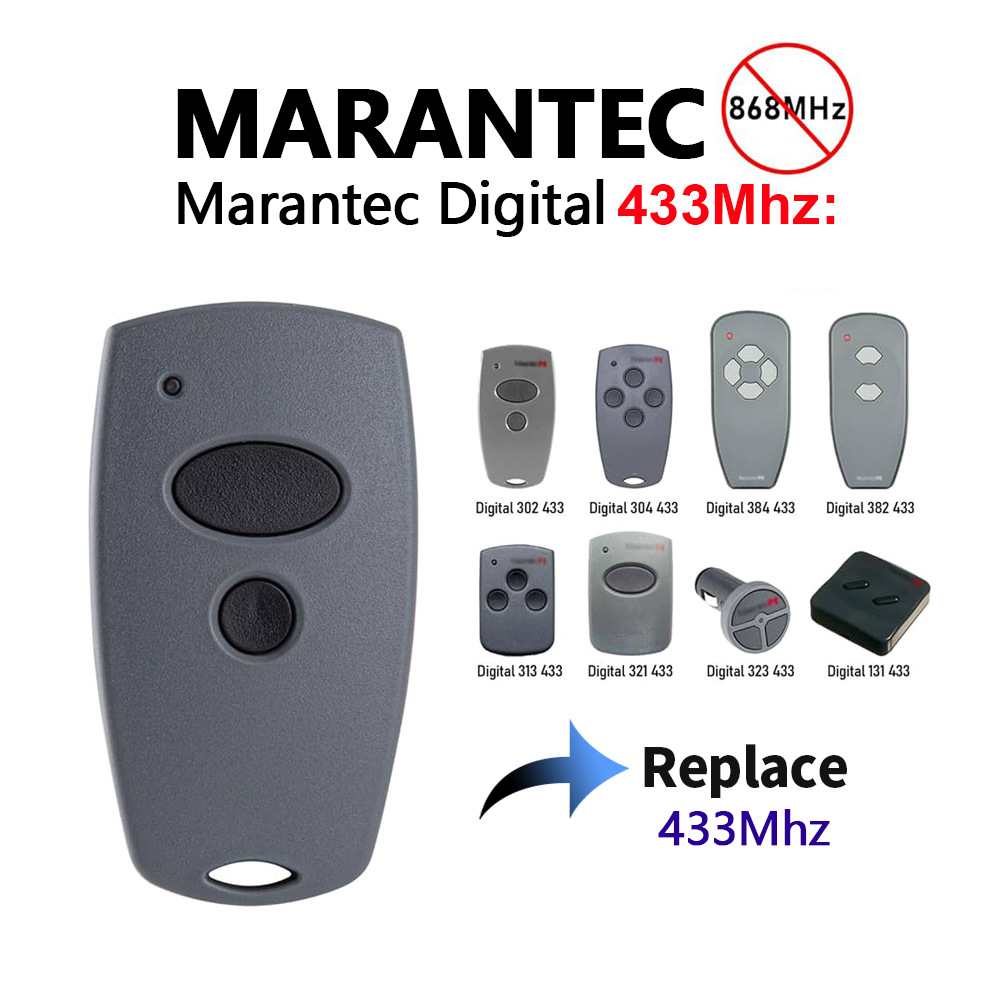 Control Remoto para Puerta de Garaje 433MHz Marantec Digital 302 304 384 313