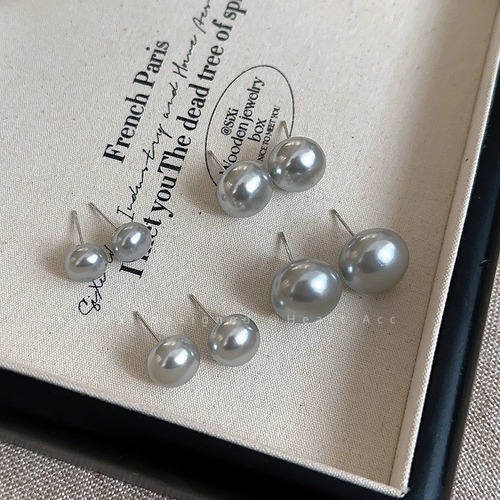 Shi Family Genuine Black Grey Pearls Earrings for Women, Light Luxury, High-End, Elegant, Versatile Earrings for 2024 Fashion Accessory