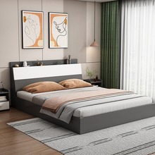 实木床简约现代1.5m双人床主卧出租房家用可储物1.2m次卧单人床架