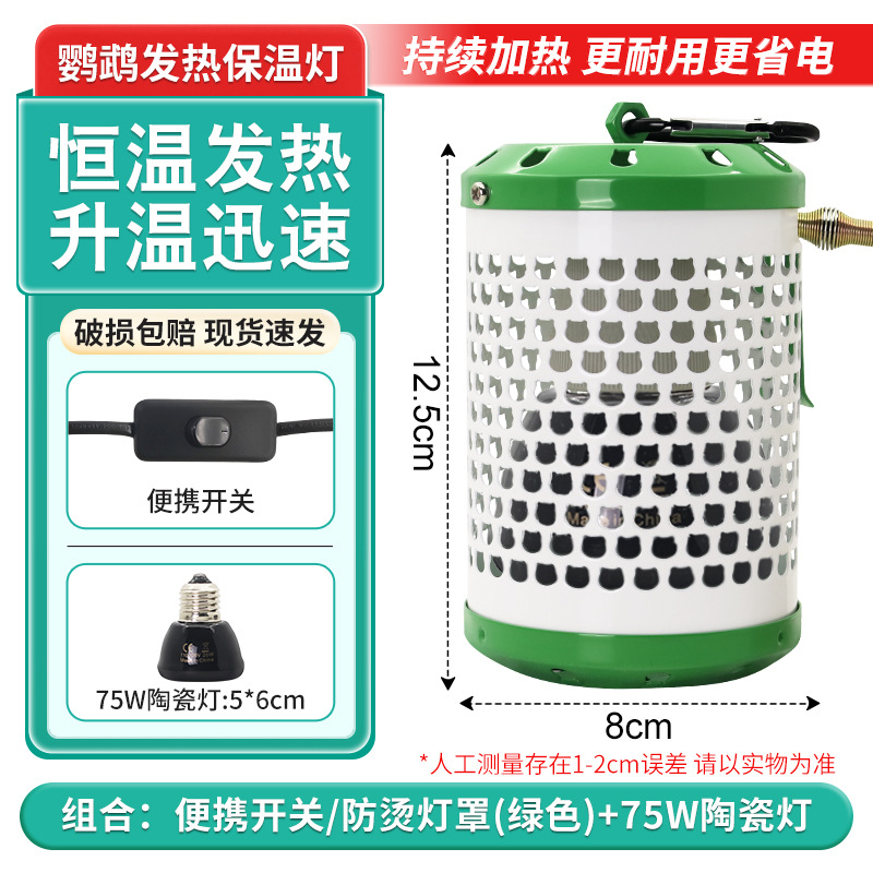 Pantalla de interruptor portátil verde + lámpara de cerámica de 75w