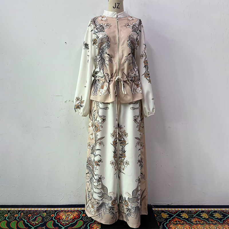 Three-dimensional Printed Flowers Baseball Uniform Drawstring Trousers Two-piece Set - Image 5