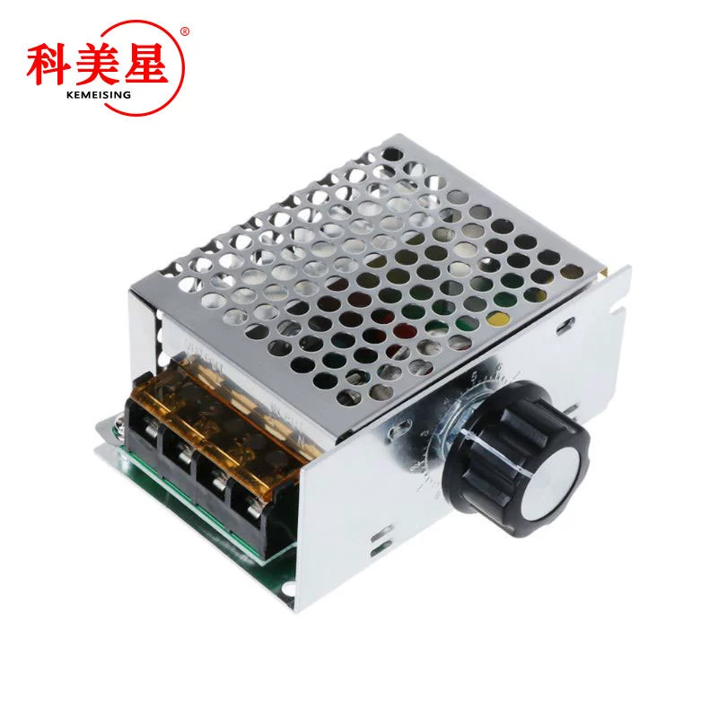 Мощный тиристорный Электронный регулятор напряжения мощностью 4000 Вт, регулировка скорости затемнения, регулировка температуры со страховой оболочкой