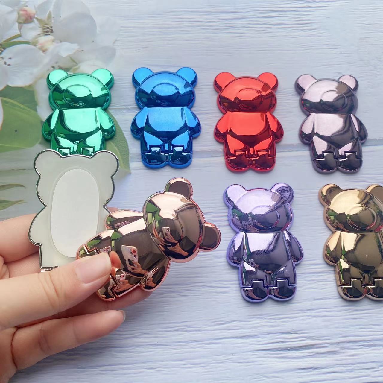 Multi functional invisible phone holder, solid color electroplated cartoon back sticker, cute teddy bear pull rod,_voghion.com