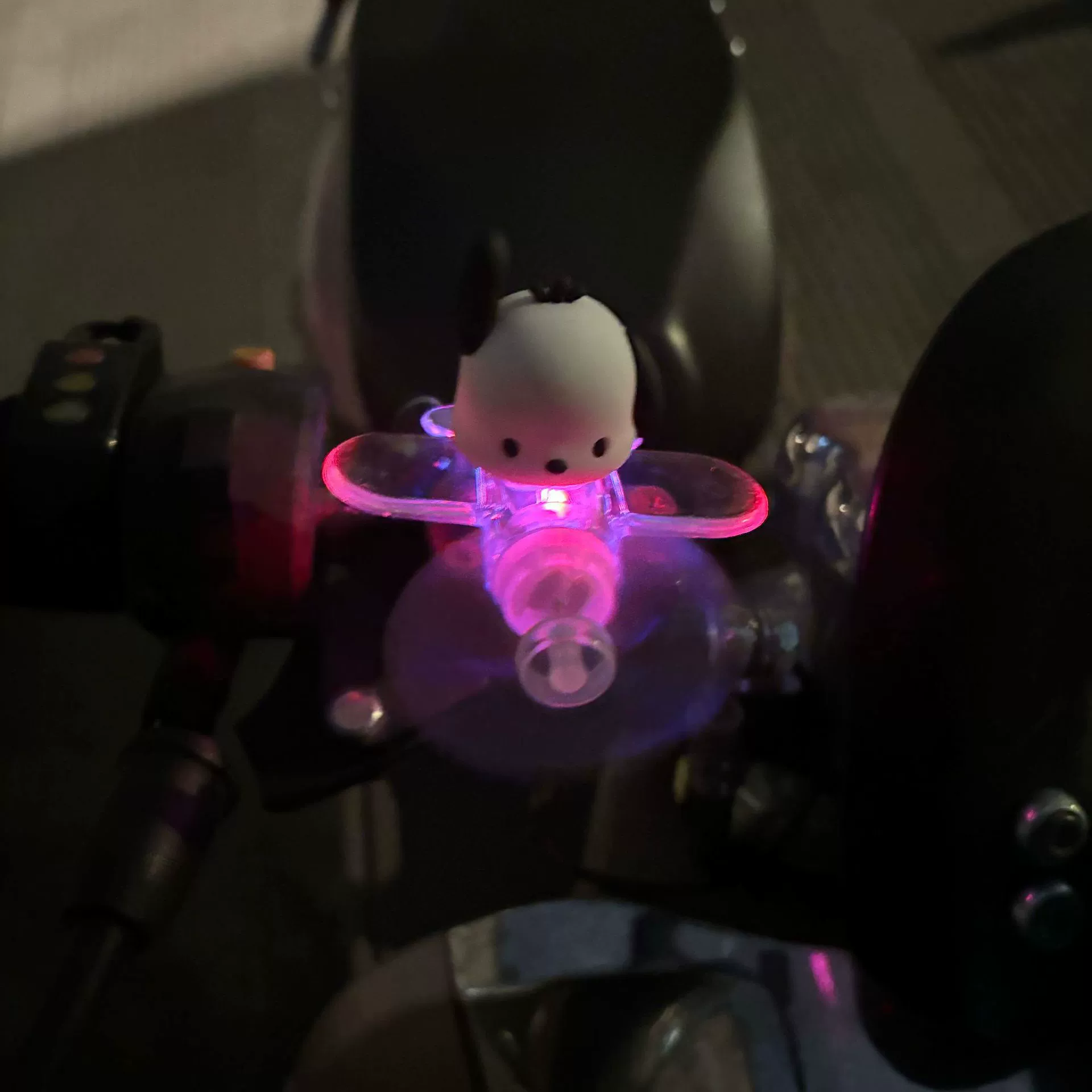 Electric car, glowing airplane, rotating decorations, generating electricity