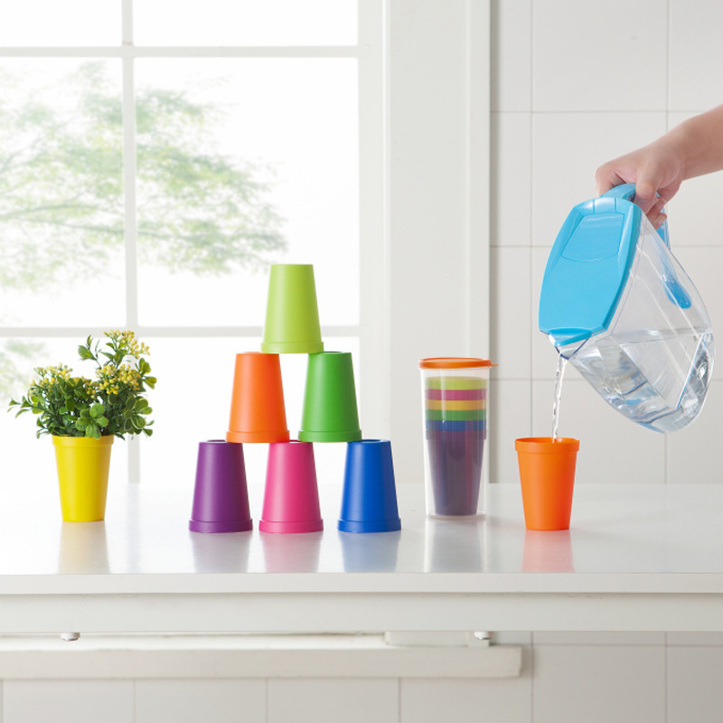 旅行用ポータブルレインボーカップ、カラフルなプラスチックカップ、屋外ピクニックドリンクカップ、ポータブルカップセットのみ|undefined