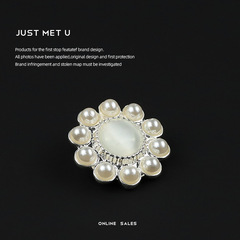 小香名媛風金屬紐扣花形珍珠裝飾扣開衫外套呢大衣西裝百搭款扣子