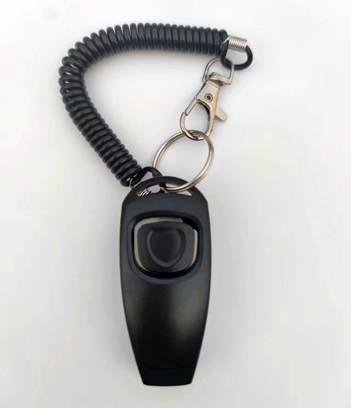 ペットクリッカートレーナー犬トレーナー犬トレーニングホイッスル + クリッカーホイッスルツーインワン黒ロングブレスレットストラップ付き|undefined