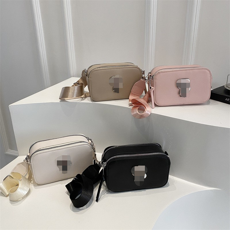 New Pu Handbag Trendy Cool Color-Blocking Small Square Bag Women's Bag Internet Celebrity Popular Wide Shoulder Strap Single Shoulder Crossbody Bag Women