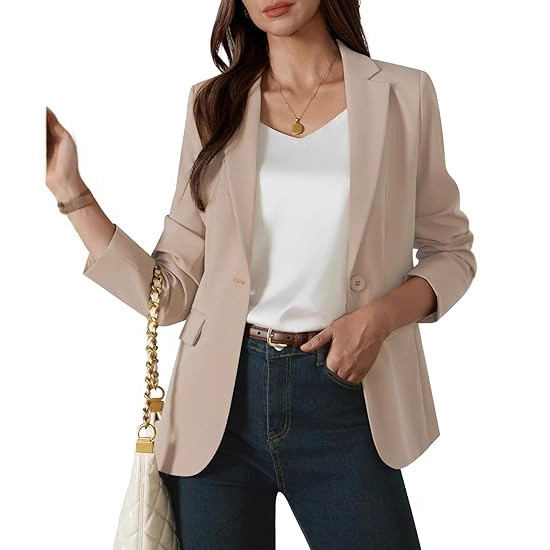 2025 European And American Women's Fashion Single-button Casual Front-open Long-sleeve Jacket Business Office Work Suit_voghion.com