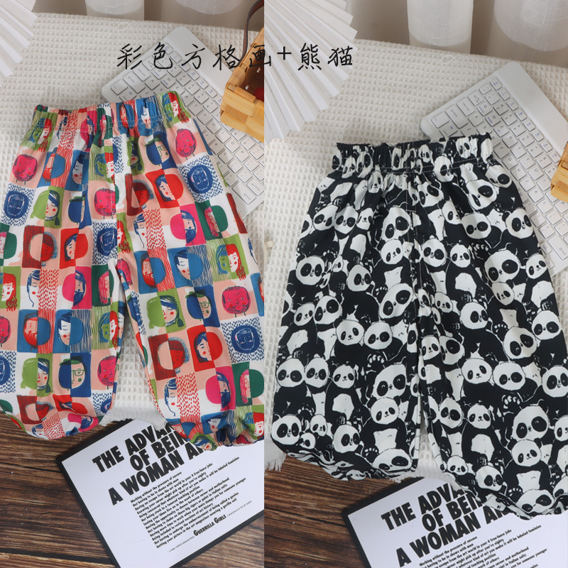 Pantalones infantiles de verano para niños, pantalones de nueve puntos para mujeres, pantalones anti-mosquitos coreanos, pantalones de lámpara, dos paquetes image 9