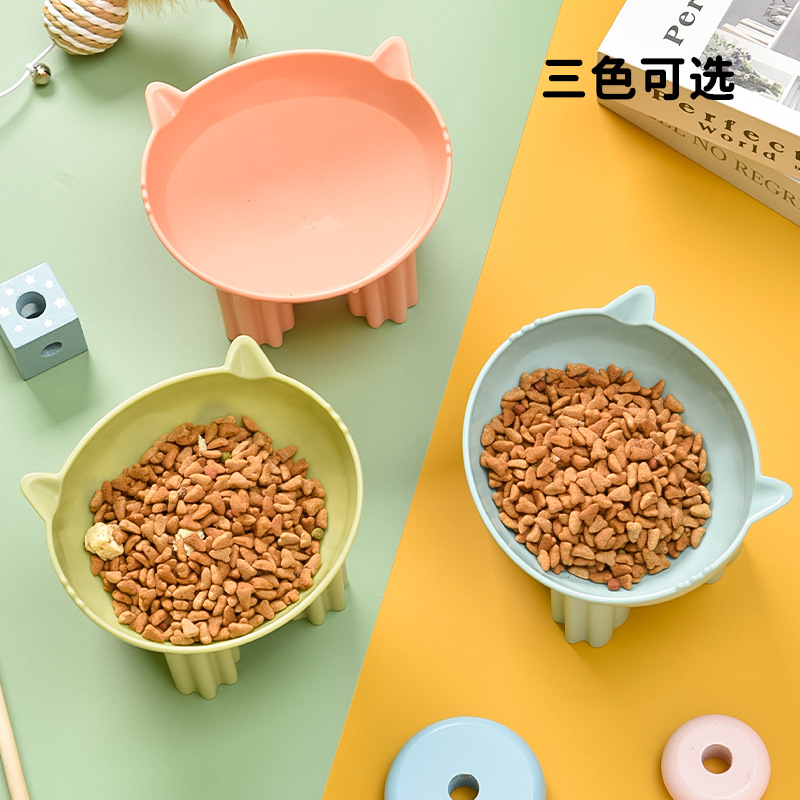 Tazón para gatos, cuello para gatos, anti-deslizante, anti-volque, tazón para perros, caricatura para gatos, inclinación para gatos, tazón para perros, al por mayor.