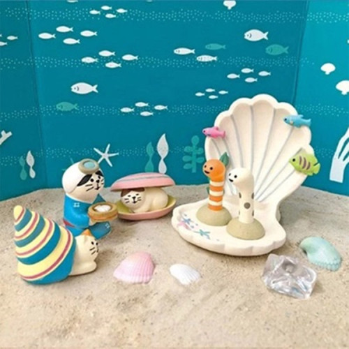 Japanese-style ZAKKA Ocean Series Shell Cat Miniature Cute & Creative Resin Figurines
