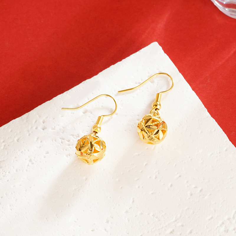 Estilo chino hydrangea gancho Vietnam oro hueco Lucky Ball pendientes retro de la joyería boda Las Mujeres suministro image 7