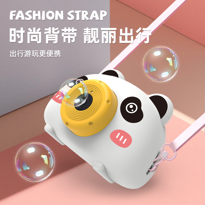 Street stall hot selling piggy bubble machine camera light music automatic bubble machine cartoon bubble blowing toys wholesale