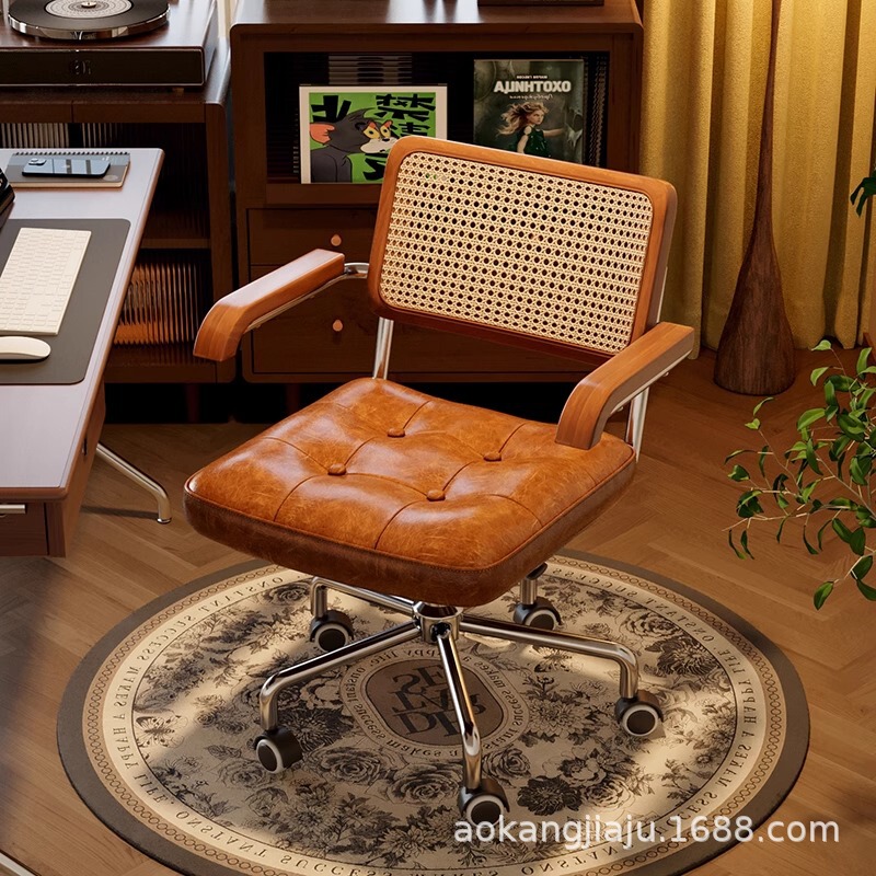 Medieval Style Computer Chair Home Retro Rattan Office Chair Comfortable Sedentary Study Bedroom Lift Desk Swivel Chair Medieval Style Computer Chair Home Retro Rattan Office Chair Comfortable Sedentary Study Bedroom Lift Desk Swivel Chair