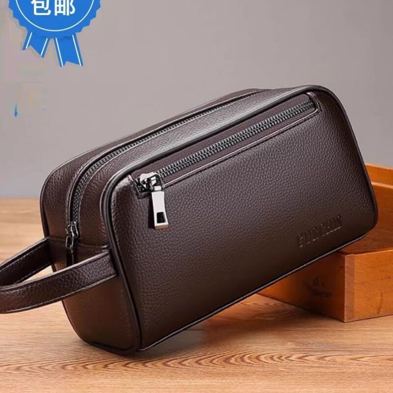 New Men's Clutch Bag, Large Capacity Handbag, Business Fashion Handbag, Multi-Pocket, Lightweight, Soft Leather, Simple Design