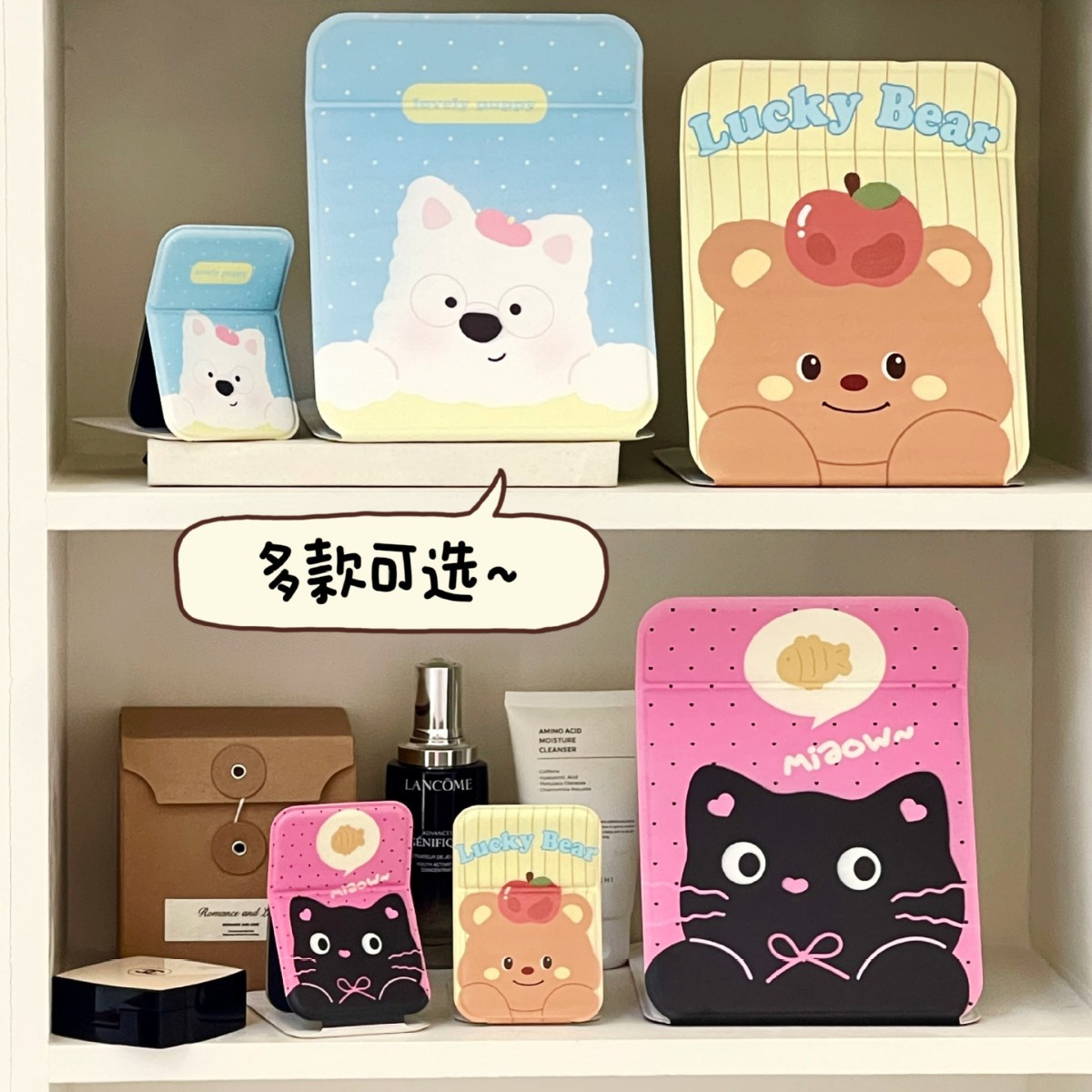 Espejo lindo espejo de maquillaje oficina espejo pequeño espejo portátil femenino dormitorio de estudiantes escritorio espejo plegable