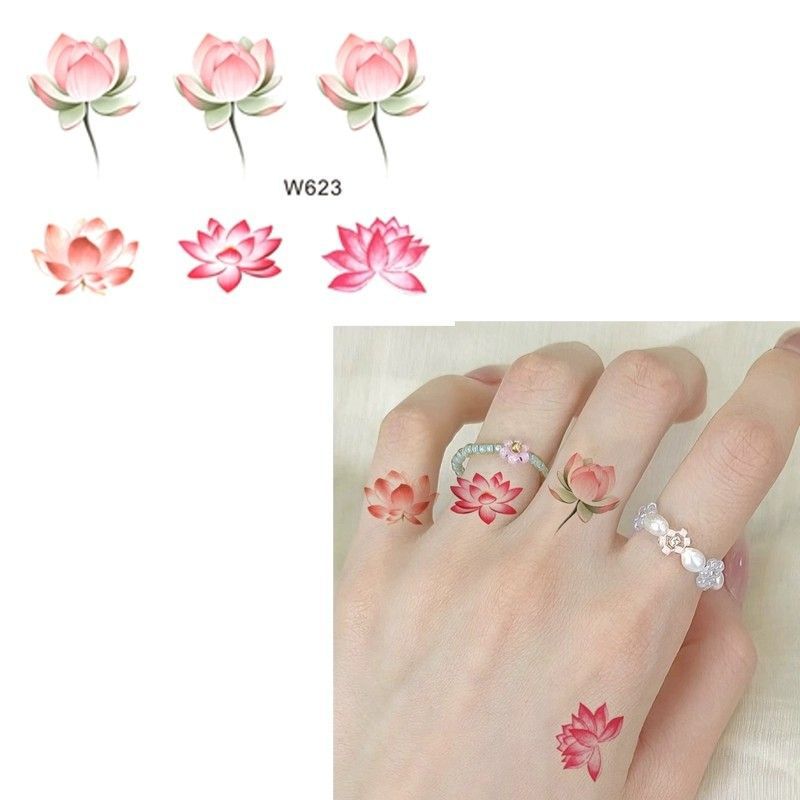Chinese Style Beautiful Lotus Finger Small Picture Colorful Tattoo Stickers Washable High-Value Waterproof Pure Lust Style Small Fresh 2 Chinese Style Beautiful Lotus Finger Small Picture Colorful Tattoo Stickers Washable High-Value Waterproof Pure Lust Style Small Fresh 2