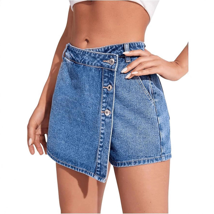 European and American Cross-Border Amazon Ebay Personalized Street Fashion Slit Women's Net Denim Short Skirts