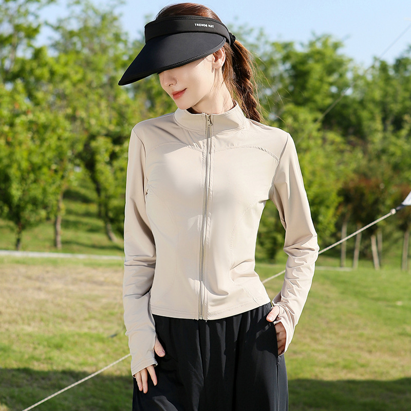 Moxun ロマンチックなスリム日焼け防止服女性のための夏 2025 新しいスタイル小さなウエストアイスシルクタイトなショート日焼け防止服ジャケット|undefined