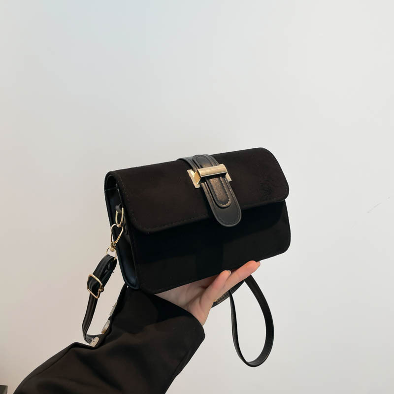 Bolso bandolera de un solo hombro con textura de alta calidad de gamuza de moda coreana 2025 primavera nuevo bolso cuadrado pequeño para el trabajo y los viajeros