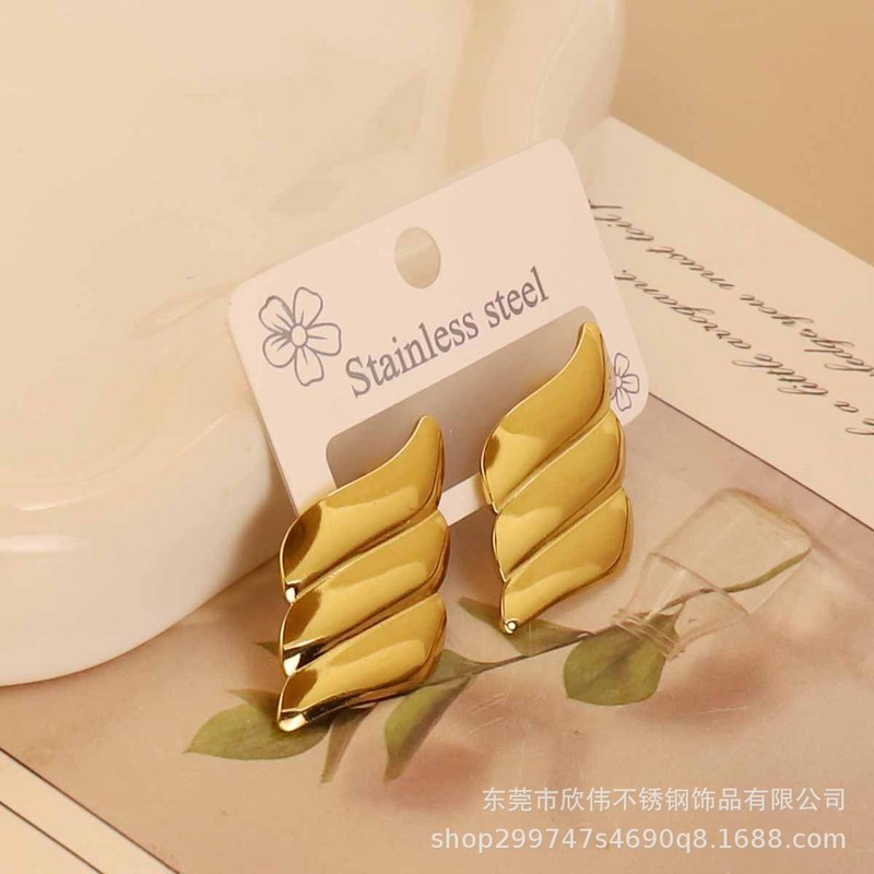 跨境欧美夸张潮流光面耳环朋克冷淡风几何不规则耳钉不锈钢耳饰|undefined
