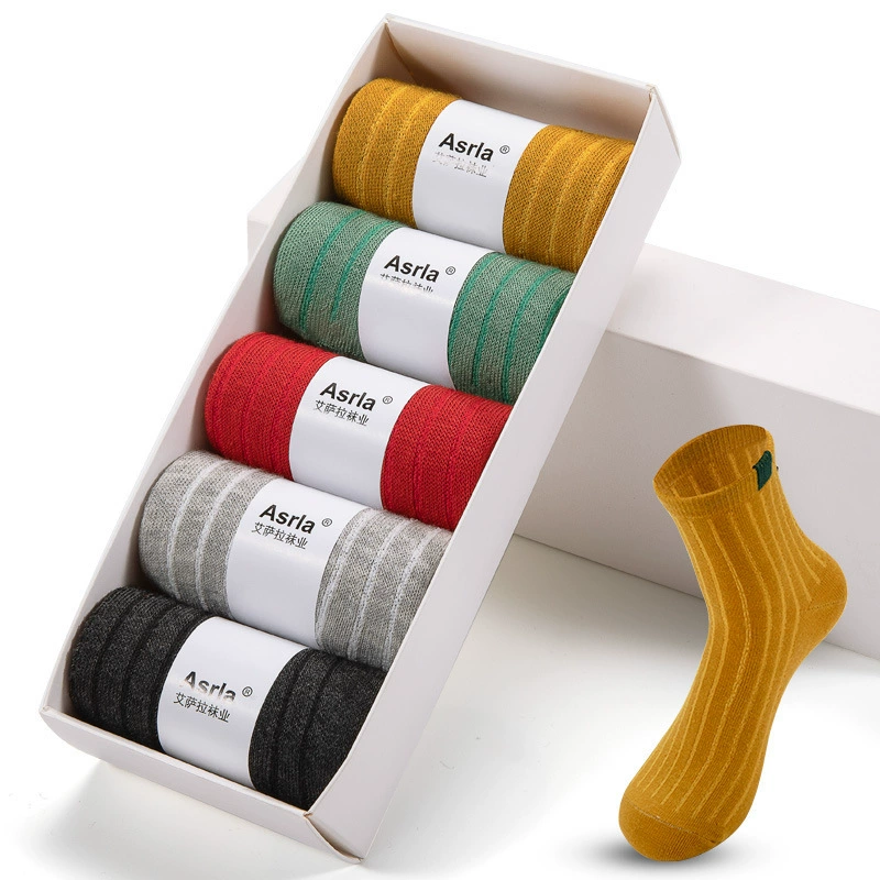 Colored autumn white antibacterial knee socks, mid-length, absorbs sweat and smell
