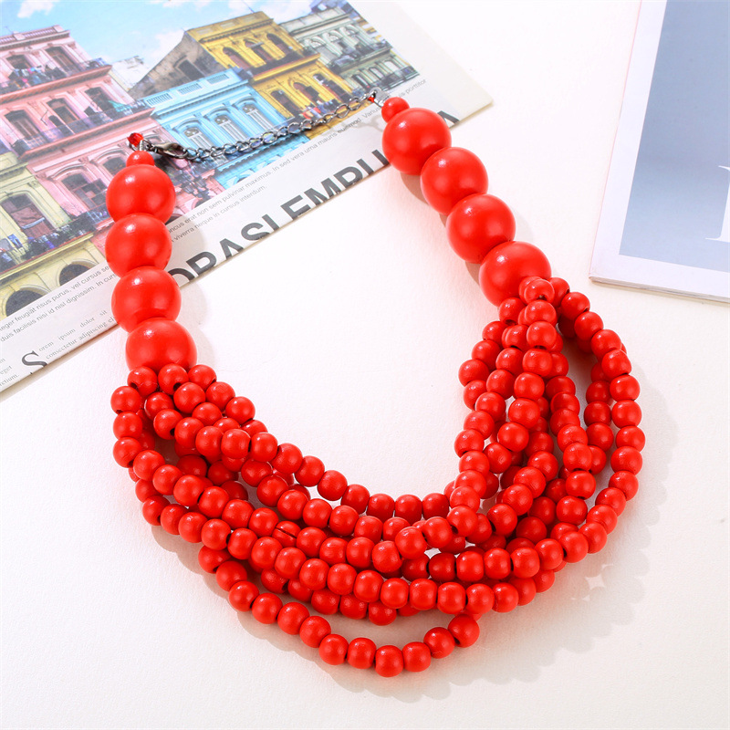 Vintage Style Geometric Solid Color Wood Women's Necklace display picture 10
