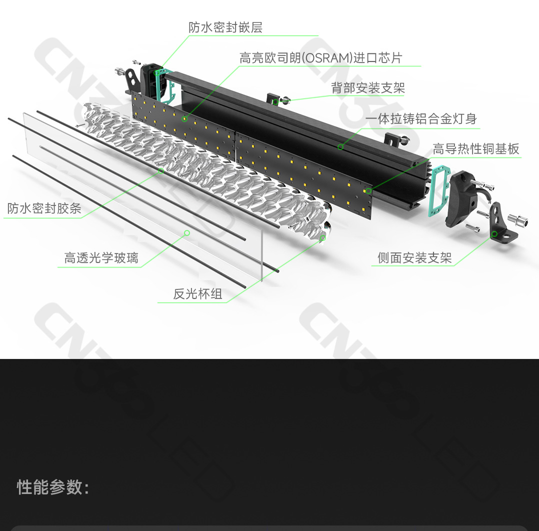 Cn360 49 Models of Long Strip Led Work Lights with High Power, Suitable for Retrofitting on Car Roof, Front Grille, Front Bumper, and Engine Hood