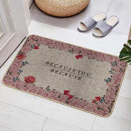 193-232新款脚垫入户门防滑亚麻地垫透气吸水厨房卫生间地毯卡通