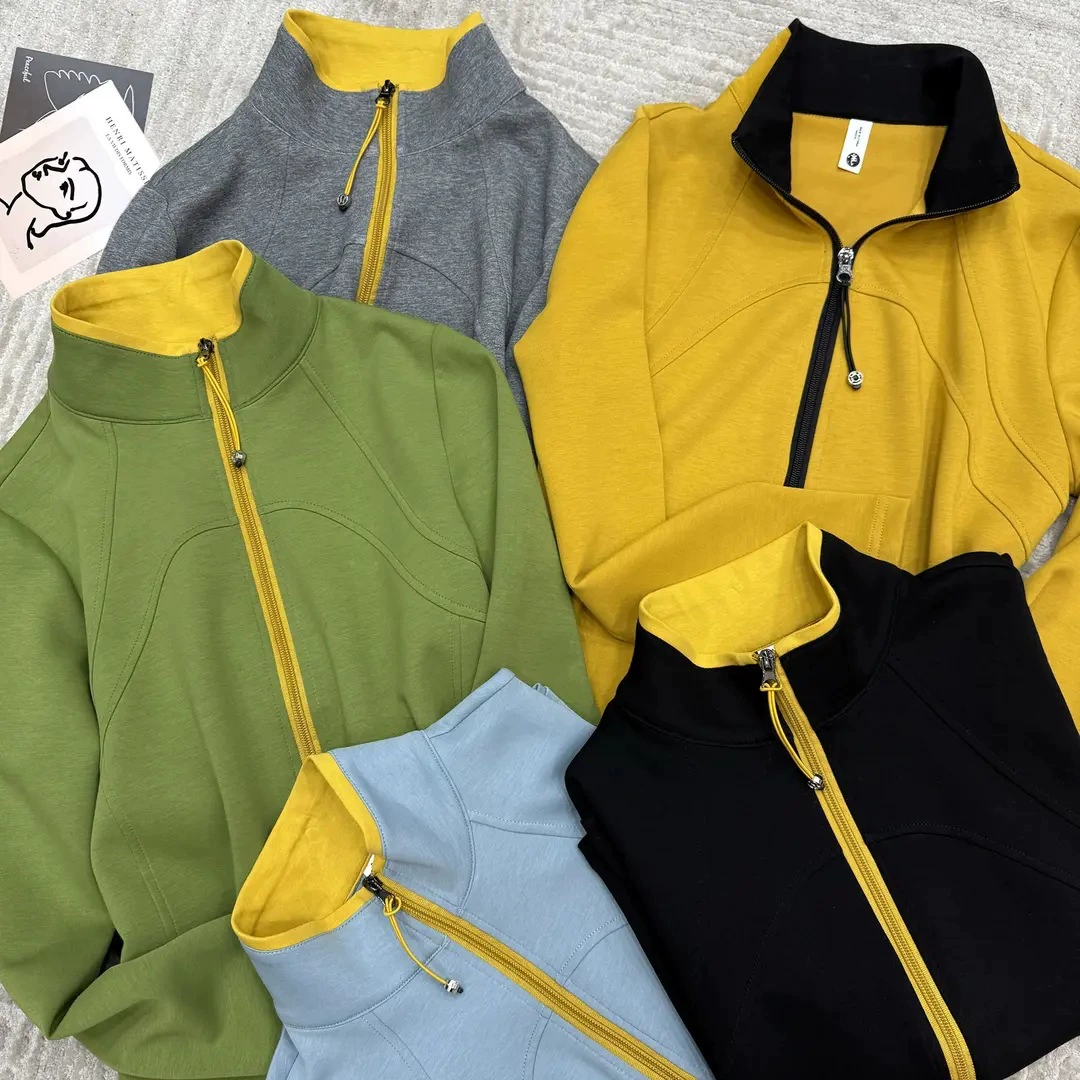 Новая мода на весну 2025 года, дикая стройная стройность, стройная спортивная сплошная молния, нижняя часть женской рубашки с длинными рукавами